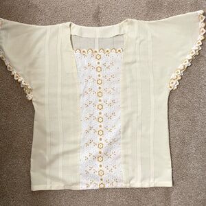 Hand Crafted Cream and Gold Blouse from vintage textiles